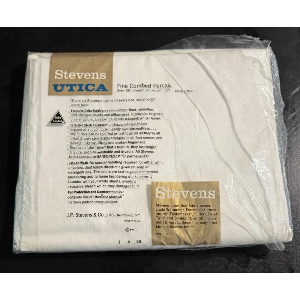 Vintage J P Stevens Utica Fine Combed Percale 81x108 Double Bed Sheet - White